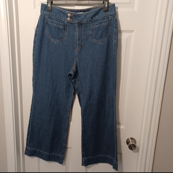 LOFT The Wide Leg Pocket Front Denim Jeans Sz 14 - Picture 1 of 4